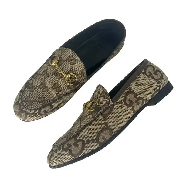 Gucci Jordaan Loafers GG Monogram Canvas in Rosewood with Leather Trim - Picture 3 of 16